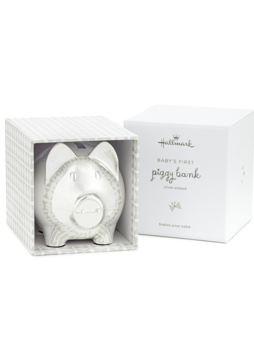 Hallmark Silver Plated Baby Piggy Bank Baby's First Piggy Bank